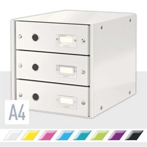 Zásuvkový box "Click&Store", bílá, 3 zásuvky, LEITZ