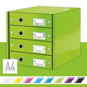 Zásuvkový box "Click&Store", zelená, 4 zásuvky, laminovaný karton, LEITZ