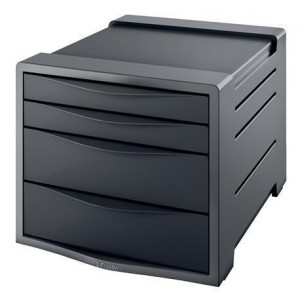 Zásuvkový box "Europost", 4 zásuvky, Vivida černá, plast, ESSELTE