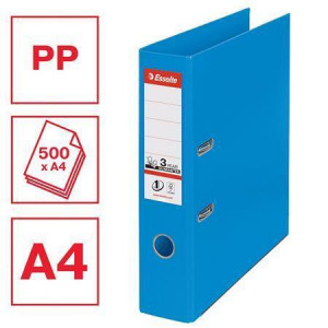 Pákový pořadač "Standard", ochranné spodní kování, Vivida modrá, 75 mm, A4, PP, ESSELTE