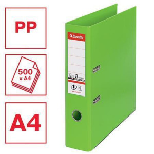 Pákový pořadač "Standard", ochranné spodní kování, Vivida zelená, 75 mm, A4, PP, ESSELTE