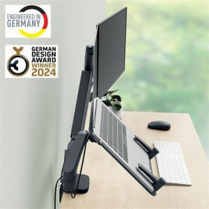 Stojan na monitor a notebook "Ergo Dual", tmavě šedá, LEITZ 65380089