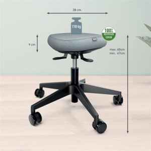 Balanční stolička k sezení "Ergo", světle šedá, na kolečkách, ergonomická, LEITZ 65770095