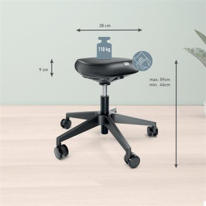 Stolička k sezení "Ergo", černá, na kolečkách, ergonomická, potah z umělé kůže, LEITZ 65780095