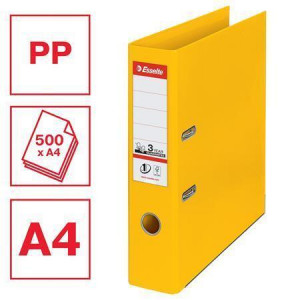 Pákový pořadač "Standard", ochranné spodní kování, žlutá, 75 mm, A4, PP, ESSELTE
