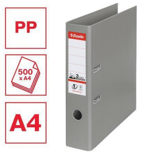 Pákový pořadač "Standard", ochranné spodní kování, šedá, 75 mm, A4, PP, ESSELTE
