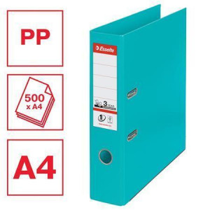 Pákový pořadač "Standard", ochranné spodní kování, tyrkysová, 75 mm, A4, PP, ESSELTE