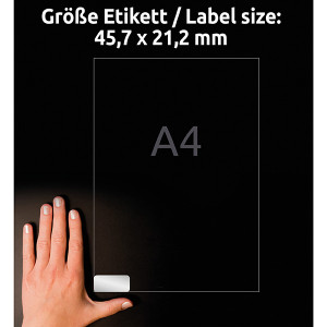 Avery Zweckform etikety 45.7mm x 21.2mm, A4, stříbrné, 48 etiket, velmi odolné, baleno po 20 ks, L6009-20, pro laserové tiskárny