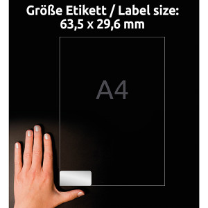 Avery Zweckform etikety 63.5mm x 29.6mm, A4, stříbrné, 27 etiket, velmi odolné, baleno po 20 ks, L6011-20, pro laserové tiskárny