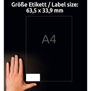 Avery Zweckform etikety 63.5mm x 33.9mm, A4, bílé, 24 etiket, permanentní, odolné vůči manipulaci, baleno po 20 ks, L6146-20, pro