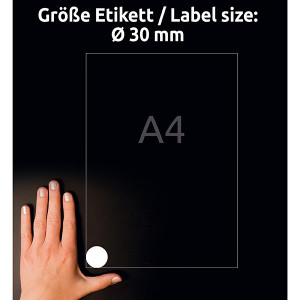 Avery Zweckform etikety 30mm, A4, matné, bílé, 48 etiket, velmi odolné, baleno po 20 ks, L4716-20, pro laserové tiskárny a kopírky
