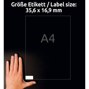 Avery Zweckform etikety 35.6mm x 16.9mm, A4, bílé, 80 etiket, s vysokou lepivostí, baleno po 20 ks, L7872-20, pro laserové a inkou