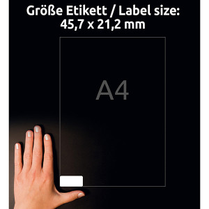 Avery Zweckform etikety 45.7mm x 21.2mm, A4, bílé, 48 etiket, s vysokou lepivostí, baleno po 20 ks, L7873-20, pro laserové a inkou