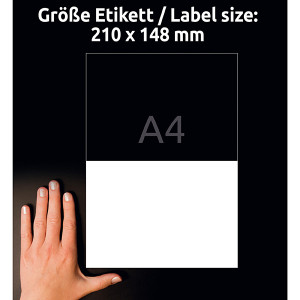Avery Zweckform etikety 210mm x 148mm, A4, bílé, 2 etikety, velmi odolné, baleno po 10 ks, L7916-10, pro laserové tiskárny a kopír