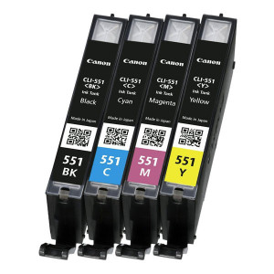 Canon CLI-551 multipack (CMYK) + PP-201 fotopapír 50x, CLI-551/PP-201, foto papír, výtěžnost 4x7ml typ lesklý, 6508B005, bílý, 10x