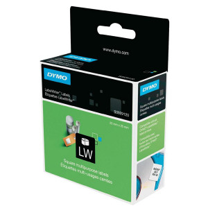 Dymo papírové štítky 25mm x 25mm, bílé, multifunkční, snímatelné, 750 ks, S0929120