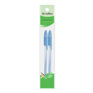 Kuličkové pero "Candee", modrá, 0,3 mm, 2ks/blister, s uzávěrem, FLEXOFFICE