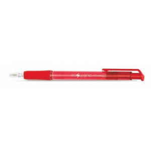 Kuličkové pero "EasyGrip", červená, 0,4mm, stiskací mechanismus, FLEXOFFICE