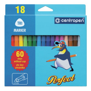Centropen, sada popisovačů 2510, 18ks, 2.3mm, zdravotně nezávadný vypratelný inkoust