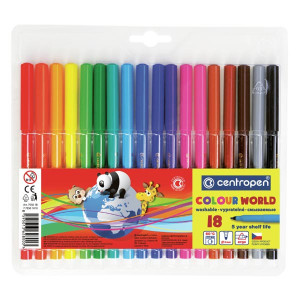 Centropen, sada popisovačů 7550, color, 18ks, 1mm, válcový hrot odolný proti zatlačení