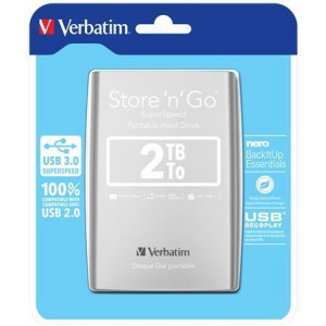 2,5" HDD (hard disk), stříbrná, 2TB, USB 3.0, VERBATIM 53189