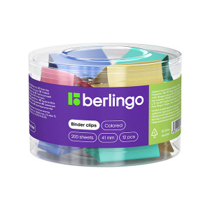 Kancelářské klipy na papír 41mm, 1ks, Berlingo, mix barev, 12 ks v balení