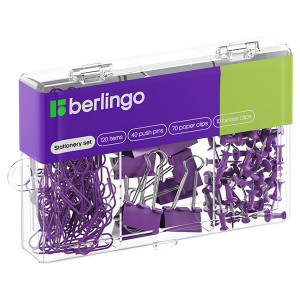 Sada kancelářských potřeb fialová, 1ks, Berlingo, 120 ks v balení