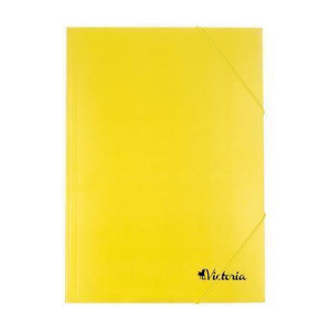 Desky s gumičkou, žluté, karton, A4, VICTORIA