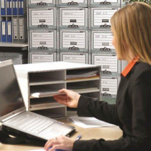 Stolní organizér "BANKERS BOX SYSTEM", šedá, karton, FELLOWES 08750EU