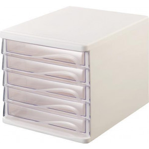 Zásuvkový box, 5x zásuvka, šedý/transparentní, plastový, HELIT