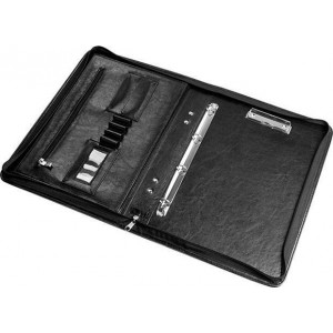 Konferenční desky, černá, A4, na zip, 4-kroužky, 50 mm, PANTA PLAST 0417-0002-01