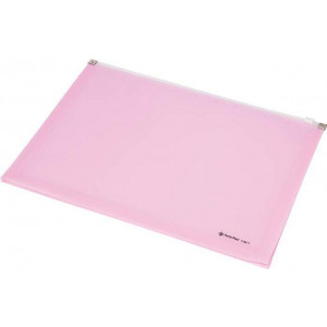 Obal se dnem, se zipem, růžové, A4, PP, PANTA PLAST
