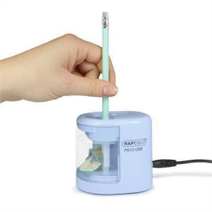 Stolní ořezávátko "PS12-USB", modrá, 2 otvory, baterie/ USB, RAPESCO