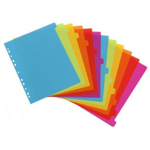 Rejstříky "Happy Fluo", různé barvy, plastový, A4 maxi, 12 dílný, VIQUEL