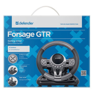 Volant Defender FORSAGE GTR, 12, USB, černo-šedý, s pedály, Windows 98/2000 / ME / XP / VISTA / 7