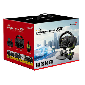 Volant Genius GX Gaming SpeedMaster X2, volant s pedály a řadící pákou, 13tl., USB, černý