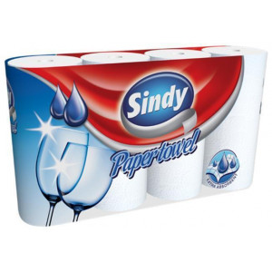 Papírové utěrky v roli, 4 role, 2 vrstvé, "Sindy"