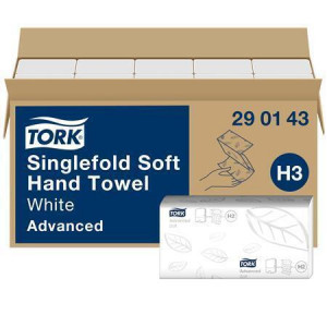 290143 Ručníky "Singlefold", bílá,  Z/C, 2-vrstvé, H3, jemný, TORK