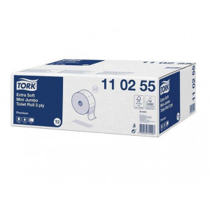 110255 Toaletní papír "Premium mini jumbo", extra bílá, T2 systém, 3-vrstvý, 19 cm průměr, TORK