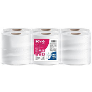 Toaletní papír, bílá, 2-vrstvý, 80,75 m, průměr 18 cm, 12 rolí, SOVIO PP21077