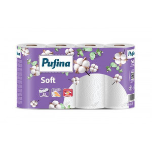 Papírové utěrky "Soft", 2-vrstvé, 50 útržků, 4 role, PUFINA PP20648