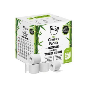 Toaletní papír, bílá, bambusový, 3-vrstvý, malé role, 24 rolí, CHEEKY PANDA PFTOILT24