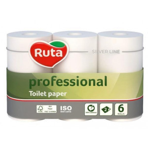 Toaletní papír, bílá, 2-vrstvý, 55 m, 500 útržků, 6 rolí, RUTA T0528