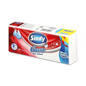 Kapesníky, papírové, 3vrstvé, 100 ks, "Sindy", classic