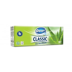 Kapesníky, 3-vrstvé, 10x10ks, "Ooops! Classic", aloe vera