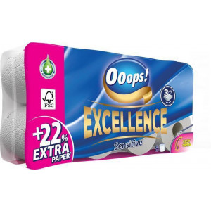 Toaletní papír "Ooops! Excellence" , 3vrstvý, 8 rolí