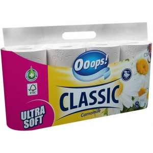 Toaletní papír "Ooops! Classic", 3-vrstvý, 8 kotoučů, heřmánek