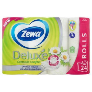 Toaletní papír "Deluxe",  heřmánek, 3vrstvý, 24 rolí, ZEWA 40867