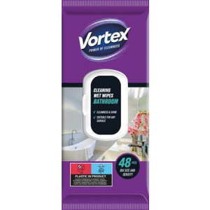 Vlhčené utěrky, koupelna, s uzávěrem, 48 ks, VORTEX