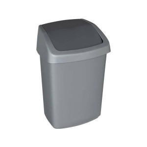 Odpadkový koš s výklopným víkem "Swing top", stříbrná-grafitová, 25 l, CURVER 168013